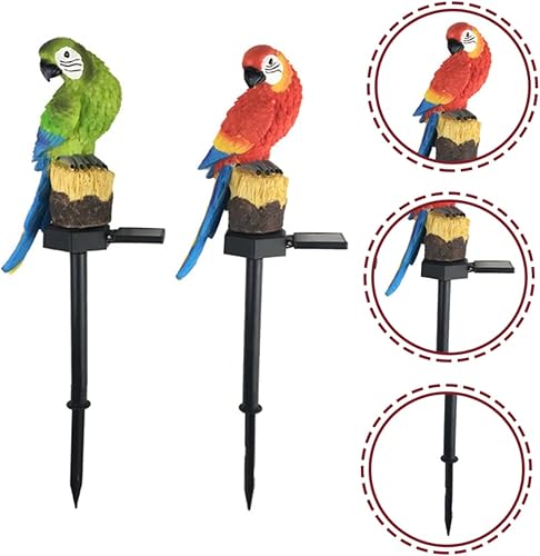 Miniatura 5 de GANAZONO 2 unids luz solar de loro al aire libre jardín luces loro jardín luz pasarela luces al aire libre estatuas al aire libre lámpara solar luz