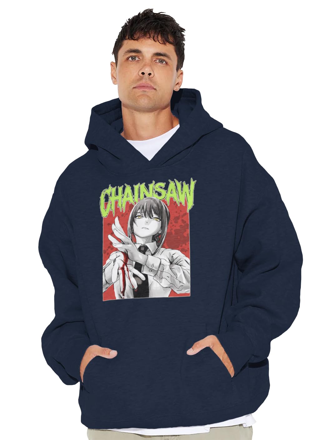 AirDropUnisex Relaxed Fit Graphic Printed Anime Denji Oversized Hoodie 936