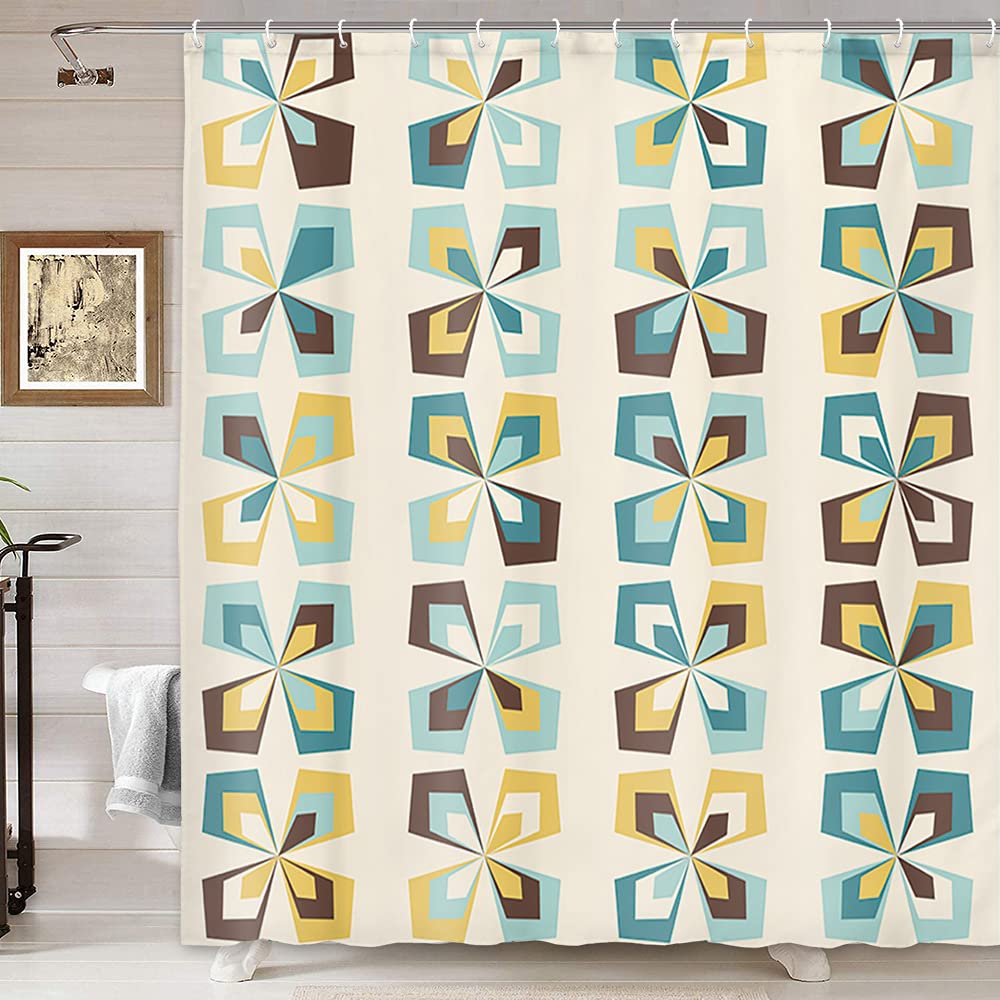 ミッドセンチュリー　カーテン　フラワー Amazon｜DYNH ミッドセンチュリーシャワーカーテン レトロフラワー