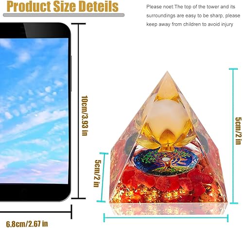 Miniatura 3 de Pirámide de cristal pirámide de orgonita flor de la vida pirámide de orgonita curativa pirámide de piedras preciosas para protección positiva del