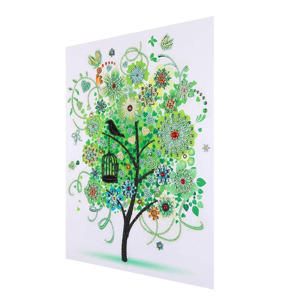 Ketsicart Treer-Shaped DIY 5D Diamond Paiting Cross Stitch Kit for Arts Craft Green