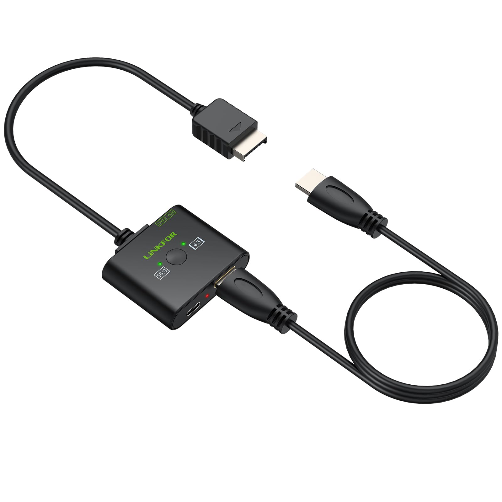 LiNLFOR Convertitore da PS2 a HDMI con Switch RGB/YPbPr e 4:3/16:9, Adattatore da PS2 a HDMI 1080P HD con Cavo PS2 30cm e HDMI 1m Plug e Play Compatibile con Tutti i Modelli PS2 (Fat/Slim)