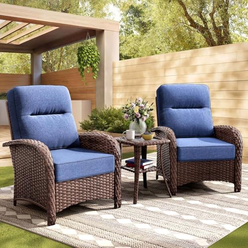 NUSBAY 3-Piece Patio Furniture Set with 6-Inch Thick Cushions, High