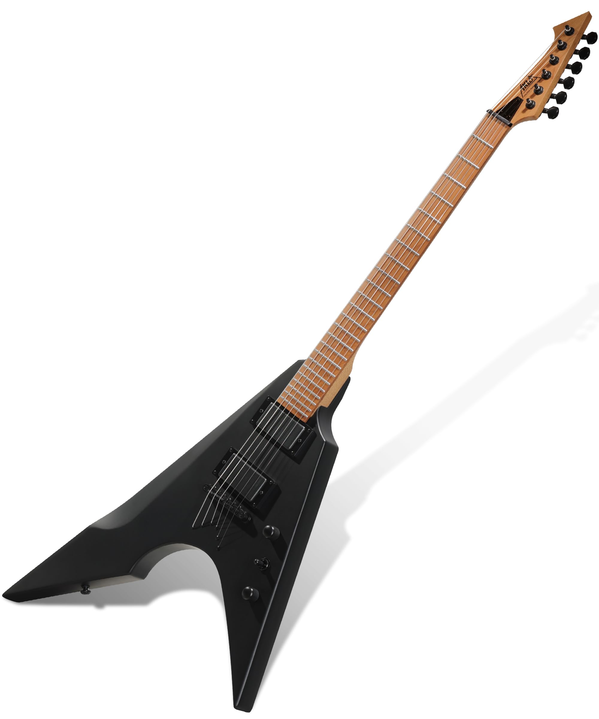 Amazon.co.jp: AKLOT Metal V エレキギター:HH ピックアップ、ロースト