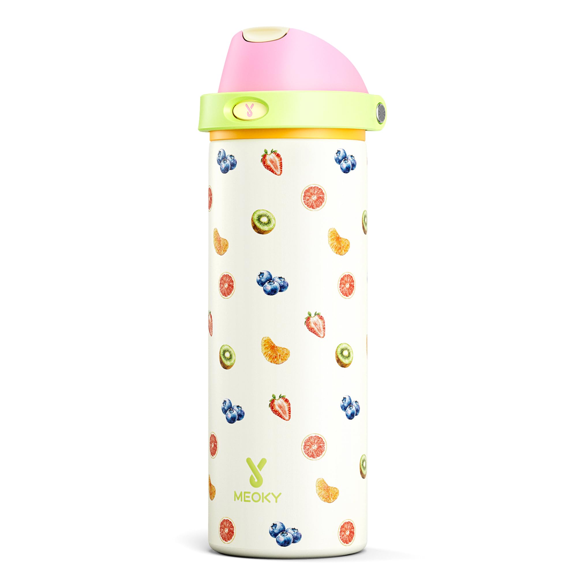 Meoky 24 oz Insulated Stainless Steel Water Bottle with Straw for Travel