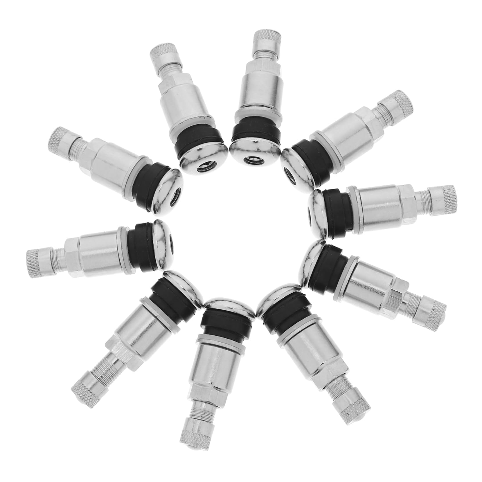 10 Pcs Tiges de Valve pour Pneus Tubeless, Valves de Pneus Renforcées en Acier 45 pour Voiture et Remorque, Installation Facile, Étanchéité, Accessoire Roue Automobile