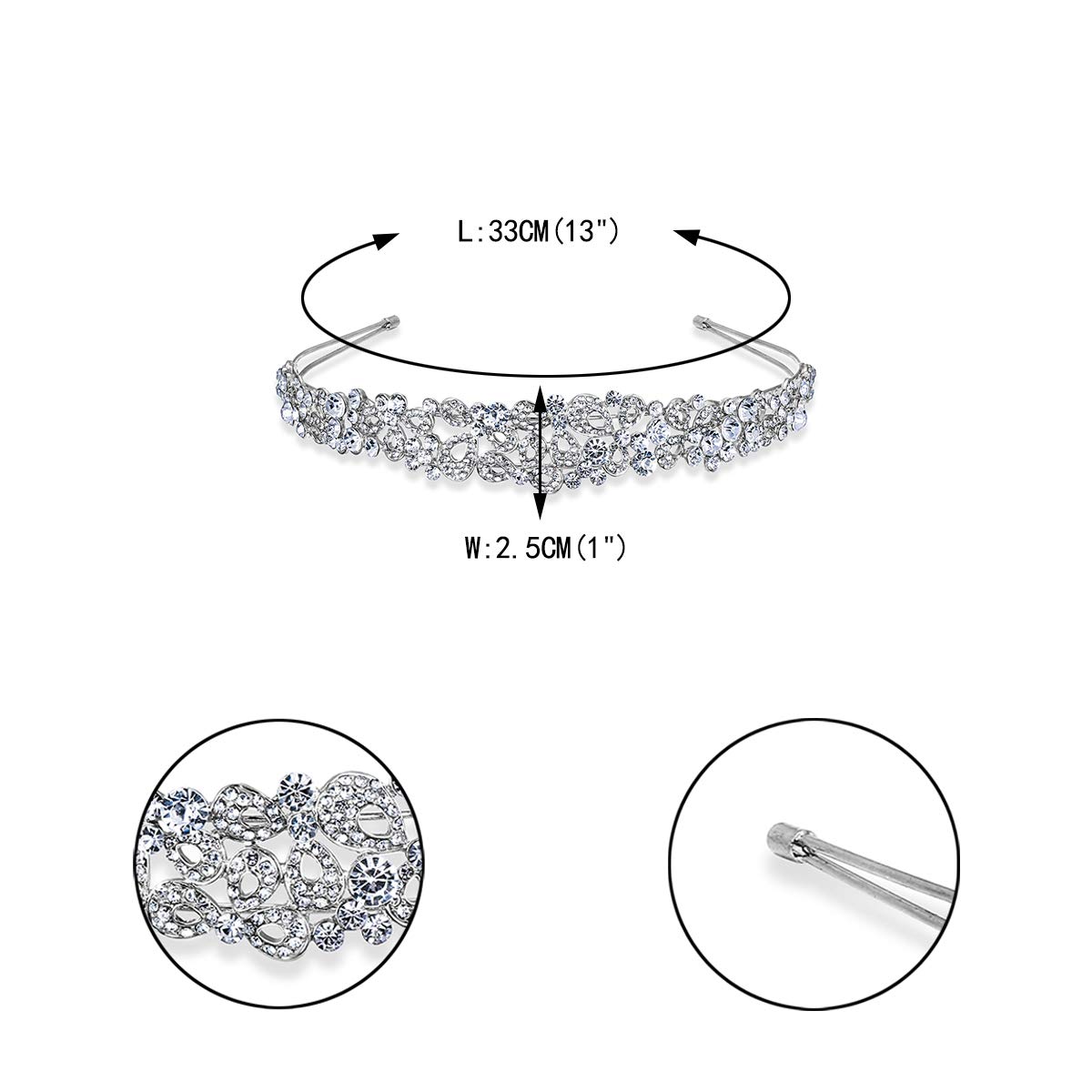 Amazon.com : EVER FAITH Wedding Hair Accessory Clear Crystal  display picture 3
