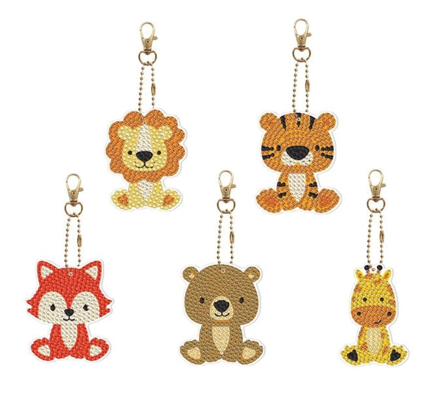 Syntego 5pcs 5D DIY Assorted Cute Animal Diamond Painting Keyrings/Keychains Kit for Adults Double Sided Rhinestone Craft Pendant