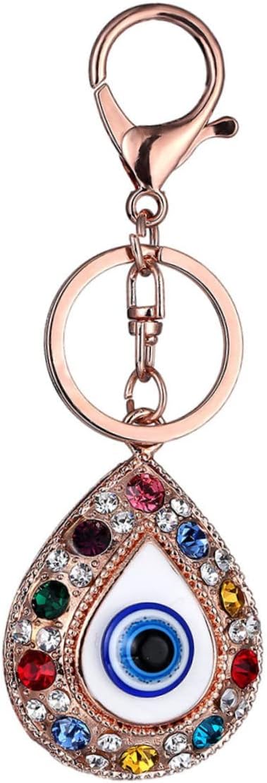 Evil Eye Pendant Keychain Water Drop Key Ring Greek Style Hanging Decor Multi-functional Bag Accessory