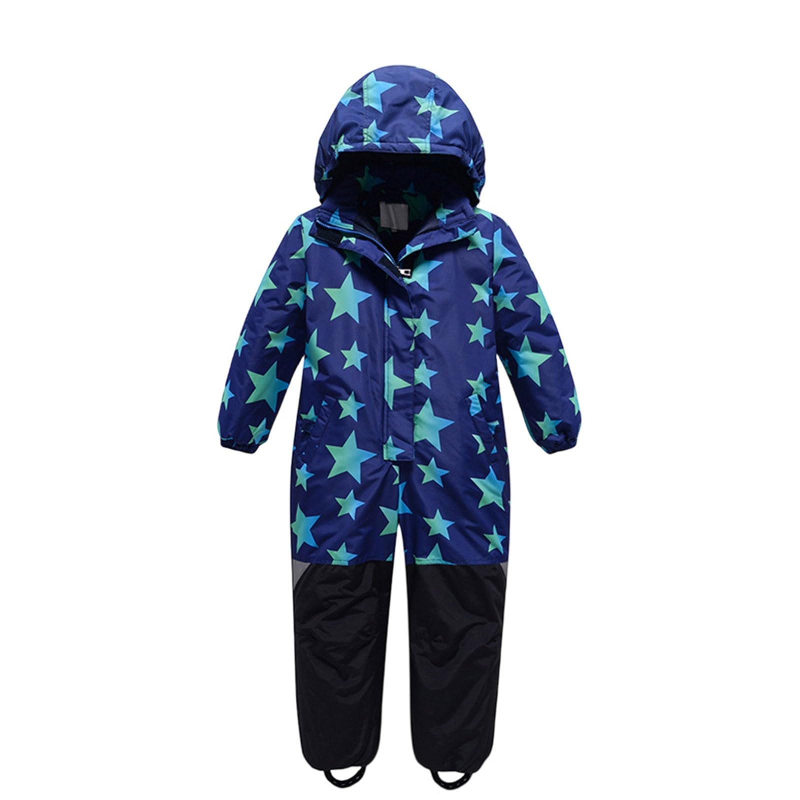 Generisch 2026 - Tuta da sci per bambini e ragazzi, termica, invernale, calda, da neve, antivento, con tuta rimovibile in softshell, Blu, 3-4 Anni