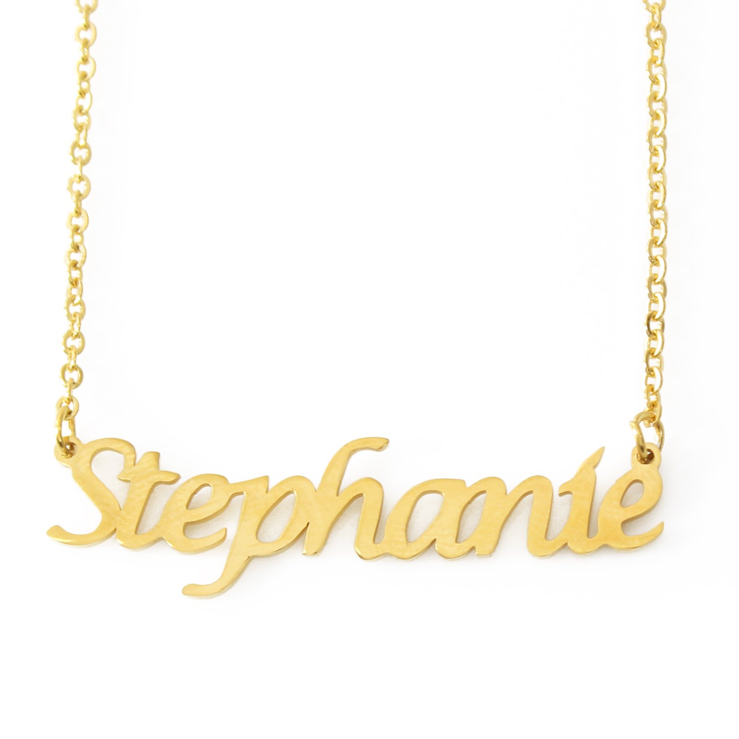 Zacria Stephanie Name Necklace Personalized 18ct Gold Plated Dainty Necklace - Jewelry Gift Women, Girlfriend, Mother, Sister, Friend