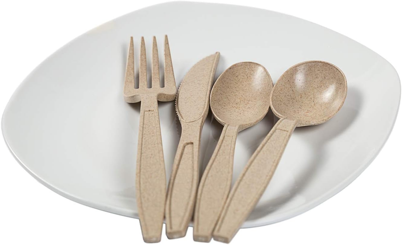 6.75 Inch Heavy Weight Disposable Forks in Bulk Packaging, made from Wheat and Polypropylene, Case of 1000