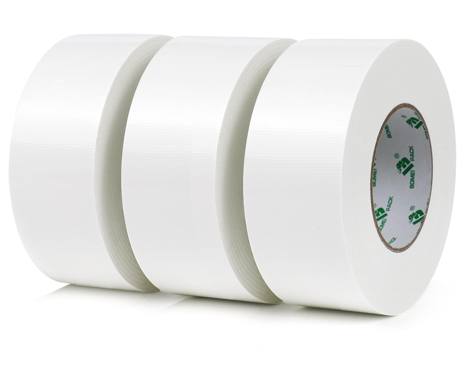 BOMEI PACK Cinta americana blanca profesional, 50 mm x 50 m, cinta impermeable de tela para reparaciones, manualidades, uso en interiores y exteriores - 3 Rollos