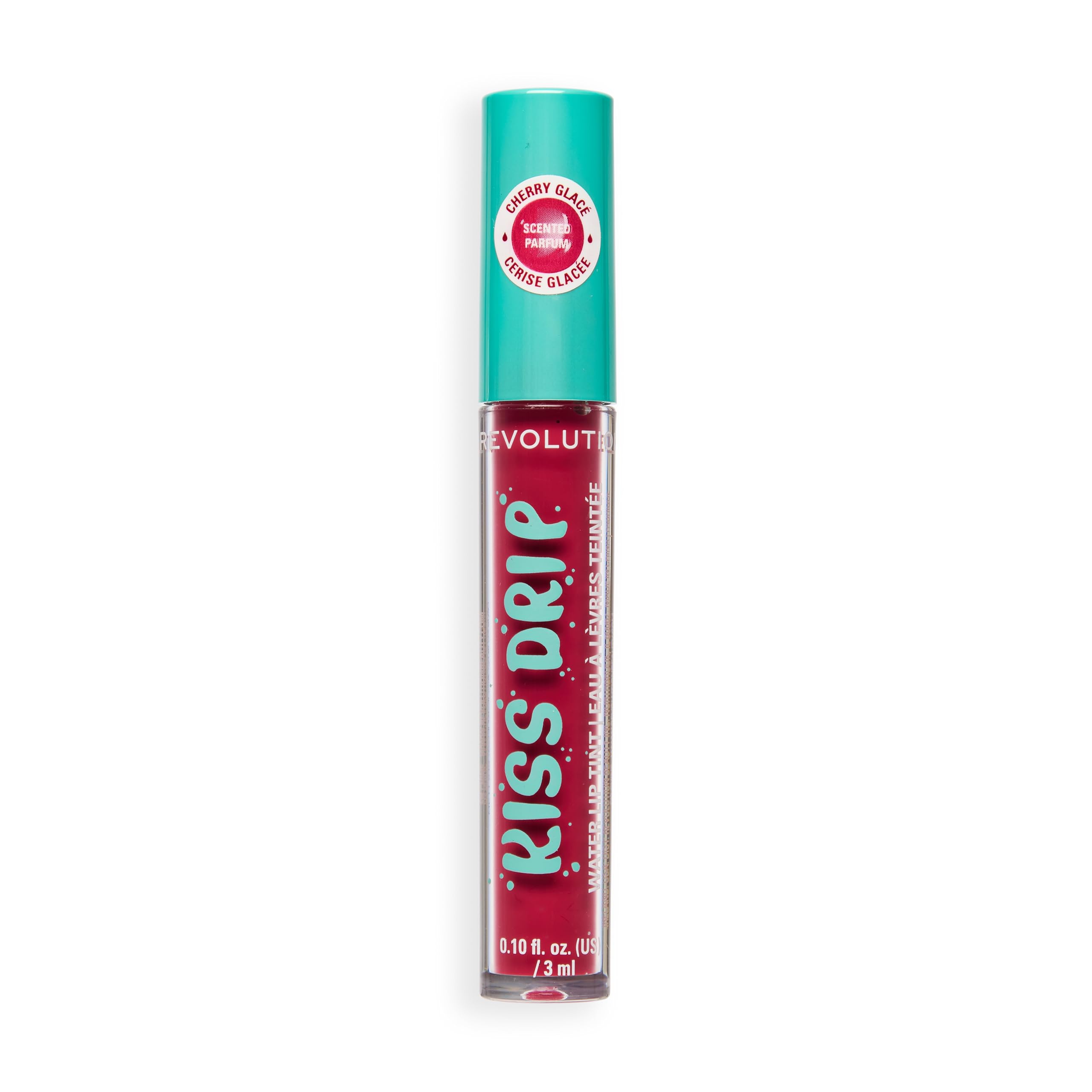 Revolution Kiss Drip Water Lip Tint, Hydrating Tinted Lip Gloss with Shea Butter & Vitamin E, Buildable Colour, Cherry Glace, 3ml