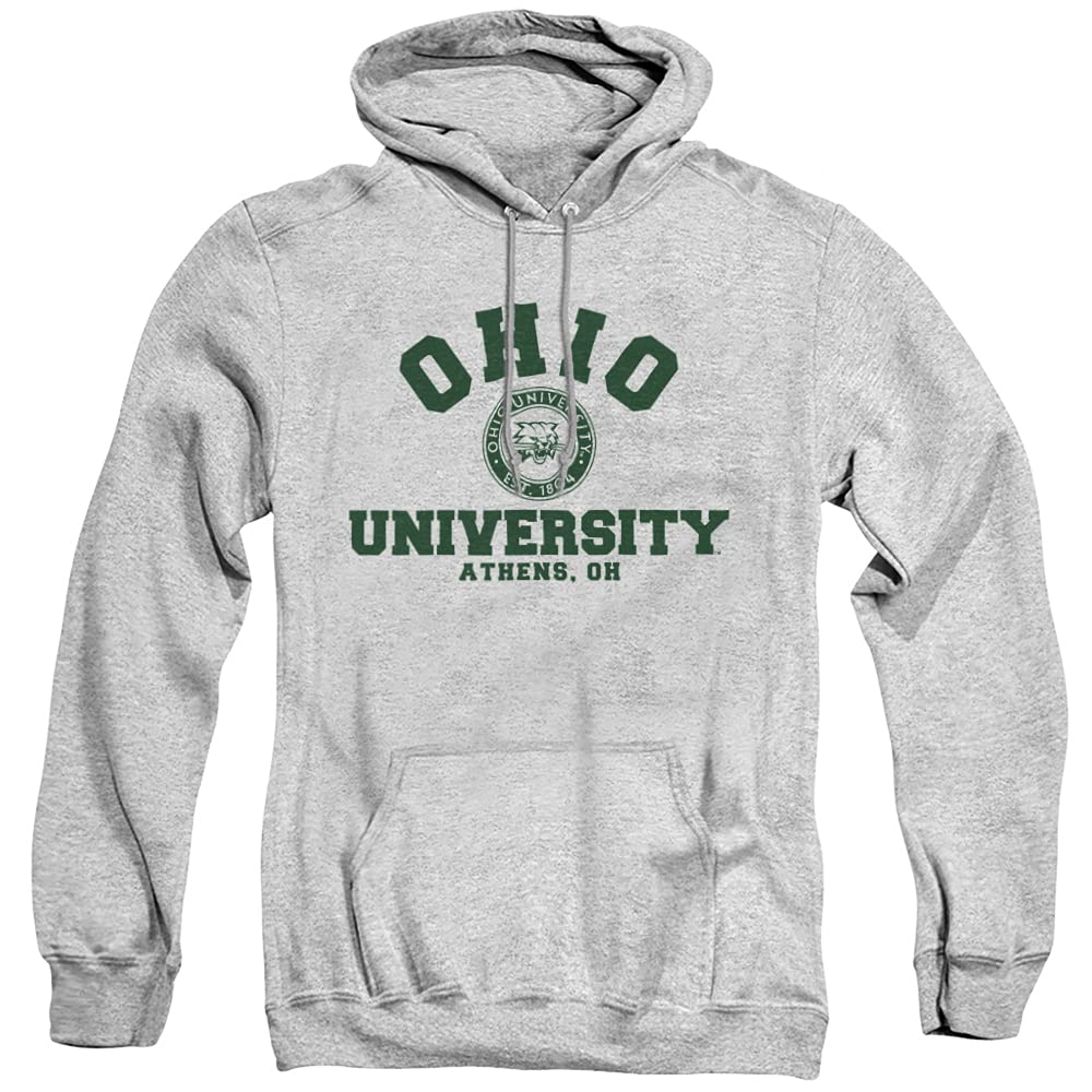 Ohio University Official Circle Logo Unisex Adult Pull-Over Hoodie,Athletic Heather, Medium
