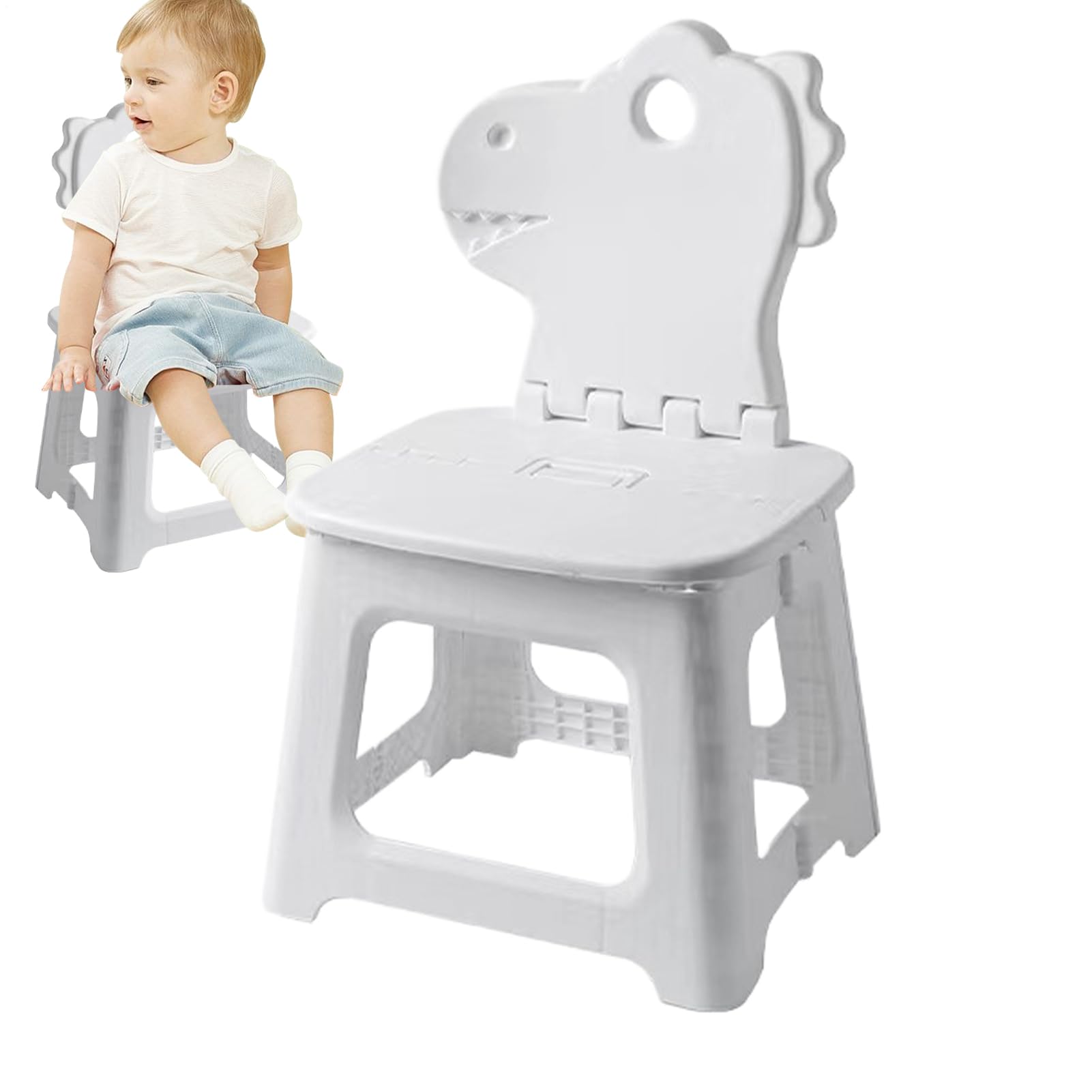 Taburete de Paso Plegable - Silla Plegable de Dinosaurio con Bunny con Respaldo | Muebles de Asiento Espesado Que Cambia la Silla para el baño en el hogar, Picnic de Viaje