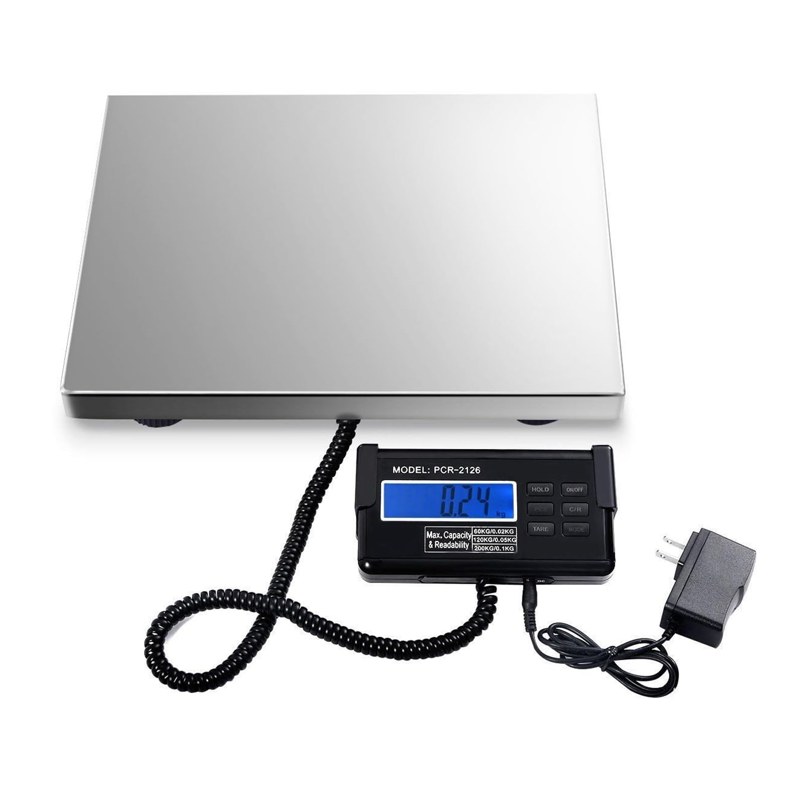 Digital Shipping Scale 300kg/150kg Capacity, High Precision 0.1g/0.1kg Postal Scale with LED Display, Stainless Steel Platform for Packages, Luggage, Kitchen & Business Use