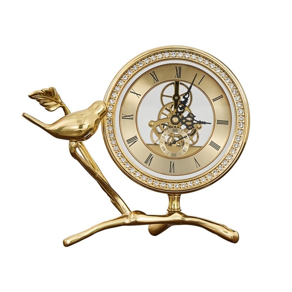 B3F7M4R9J2 Table clock Table Clocks Silent Brass Desk Clock Retro Art for Living Room Bedroom Office Desktop Decorative Ornament