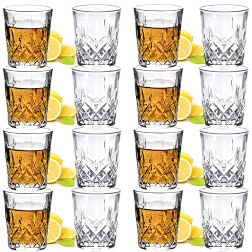JAIEF Vasos de chupito de 4cl, vidrio sin plomo, cristal transparente de base pesada (16 Unidades)