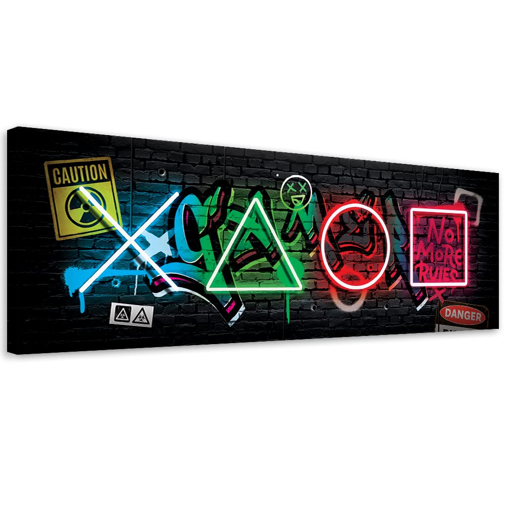 Feeby Cuadro en Lienzo Para Jugadores Videojuegos 150x50 cm XXL 1 Pieza Modernos Impresión Artística Calidad fotografica Imagen Decoración De Pared Salon Dormitorio Abstracto Gaming Play Multi