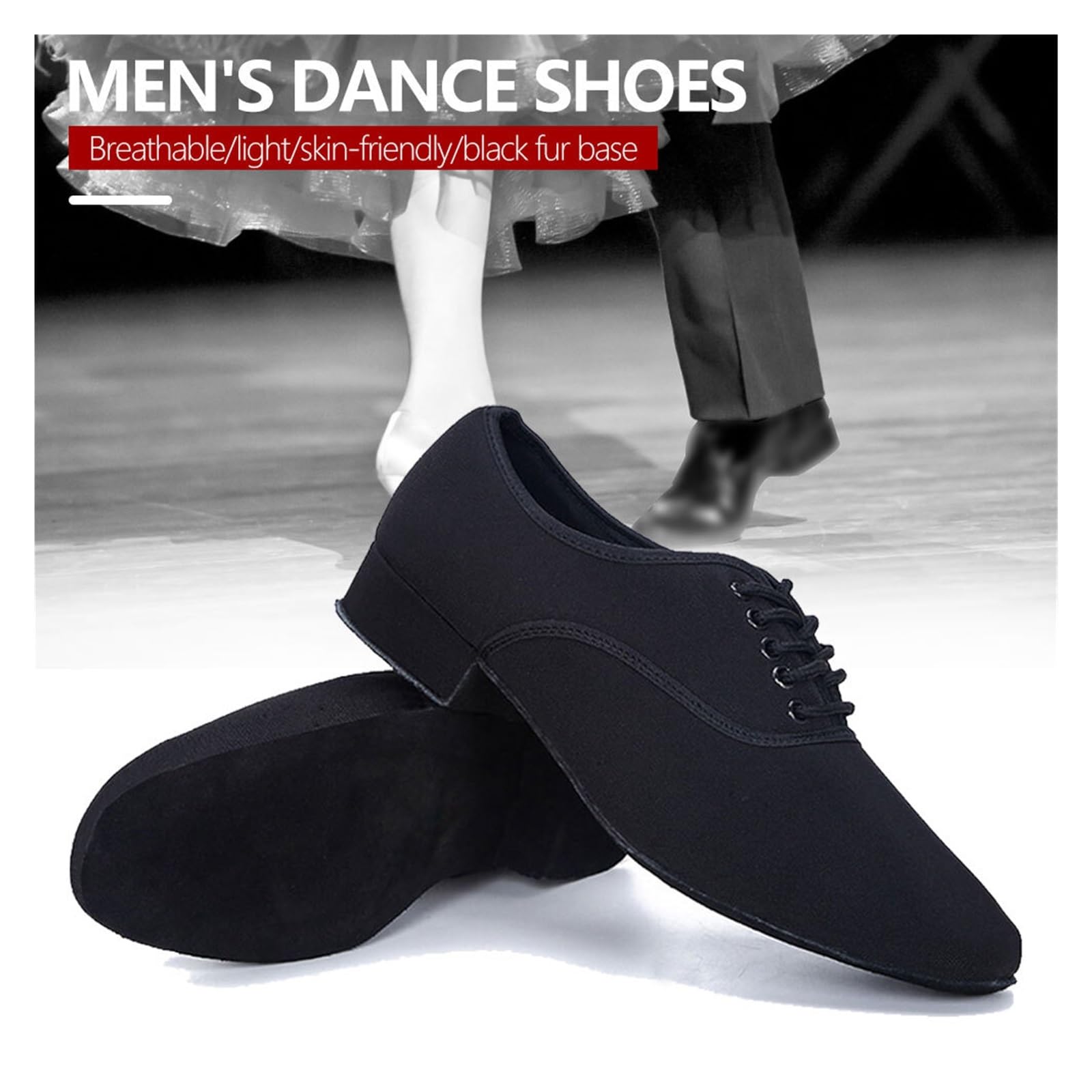 Zapatos de Baile Latino Hombre Oxford Negro Tacón Bajo Salsa Tango 43