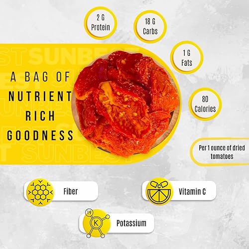 Miniatura 5 de Sunbest Natural - Mitades de tomates secados al sol, mezcla fresca de tomates listos para comer, tomate secado al sol para cocinar y aperitivos,