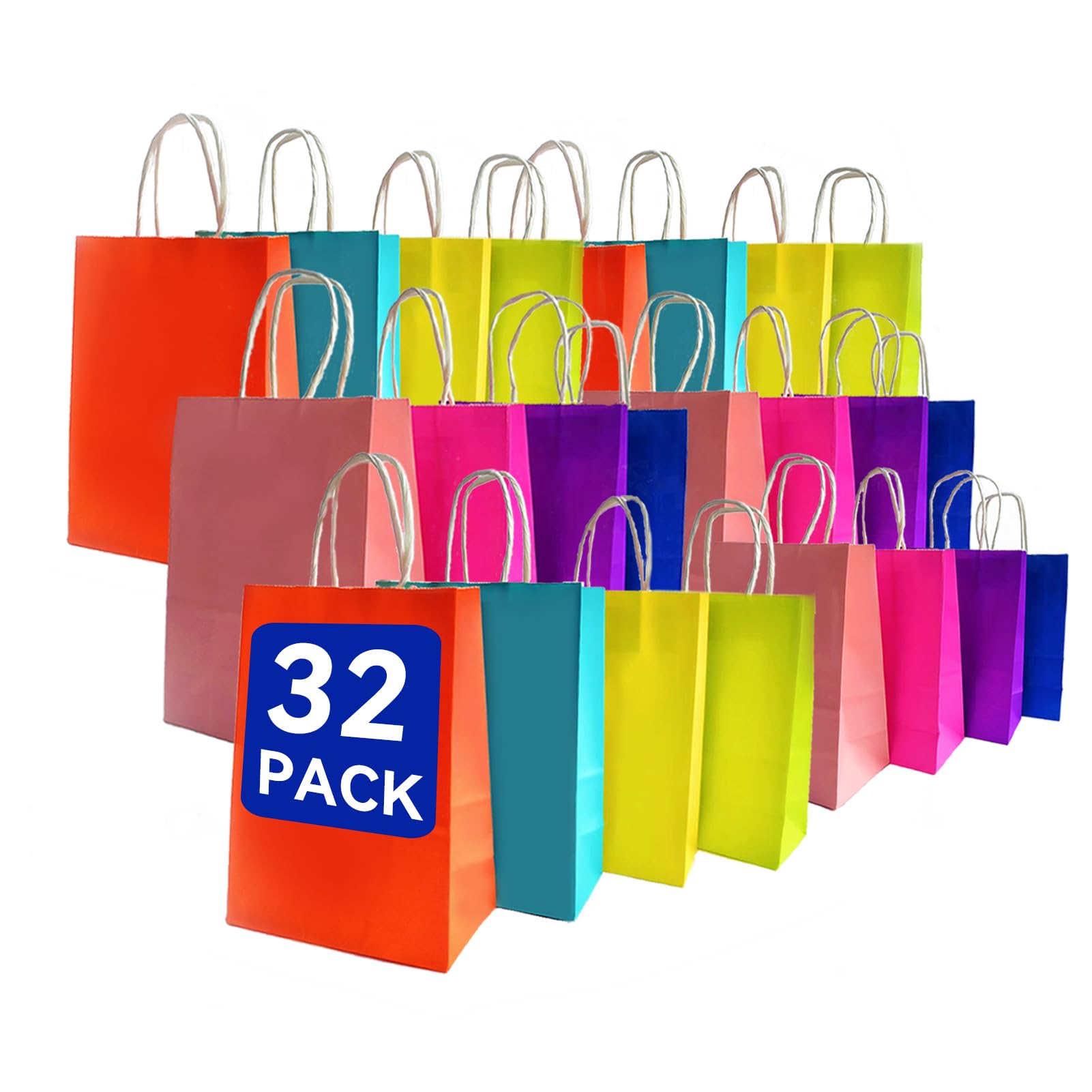 100 Pcs Medium Green Paper Gift Bags With Twisted Handles - 41x32x12cm For Birthdays, Easter, Weddings, Parties