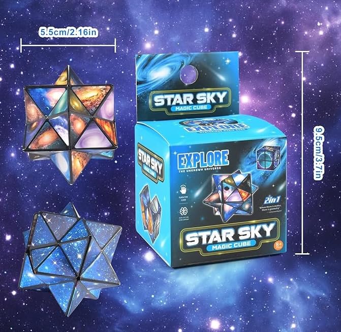 HhBdy 2 in 1 Star Sky Infinity Cube Set,Fidget Toys for Kids Magic Cube Stress Relief Toys Sensory Toys for Autism Teenagers Cool Presents for 8-12 Year Olds Boy-Educational Game Gifts - Image 3