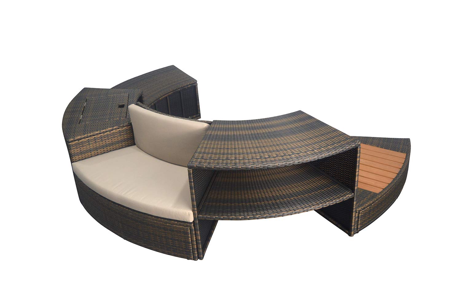 NETSPA N Muebles Individuales - Vita 140 - para SPA - SP-MOB140R - Juego de 5 módulos complementarios - Compatible con SPA Semi-Rígido Vita - Bancos cómodos de PVC - Trenzado/Estructura de Aluminio