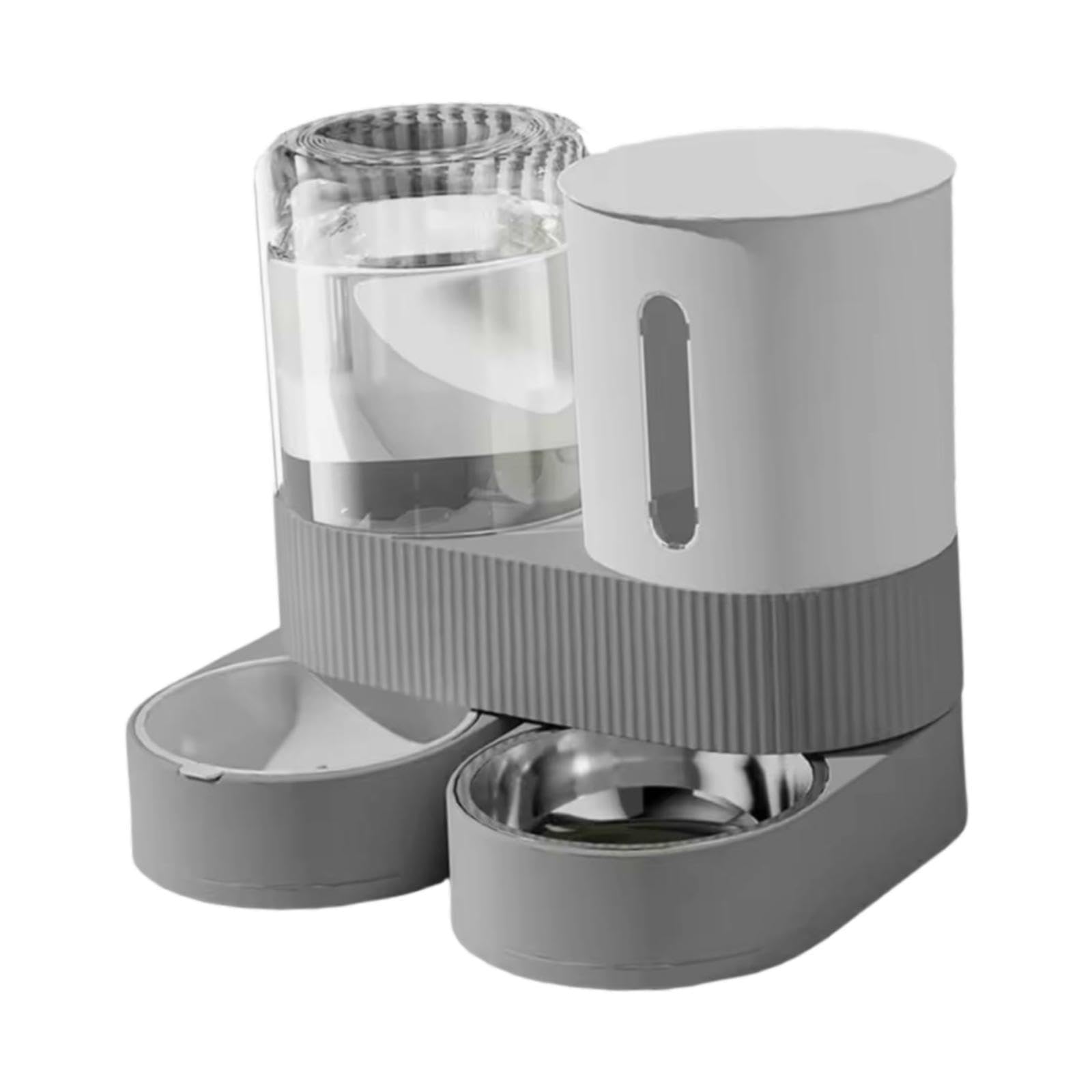 Comedero Automático para Mascotas, Contenedor de Comida, Estación de Alimentación, Gran Capacidad, Cuenco para Comida, Dispensador de Agua para Conejo, Gris