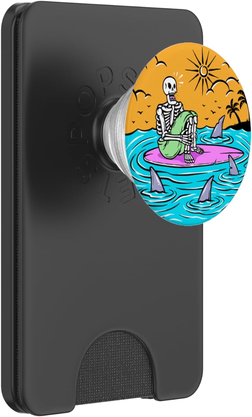 Skeleton White Sharks Vacation Summer Surfer Water Gift PopSockets PopGrip for MagSafe
