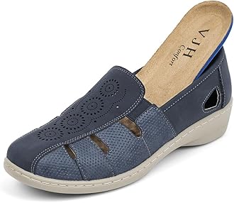 VJH confort Women’s Flat Shoes, Slip-on Round Toe Light Weight Comfort Casual Walking Shoes