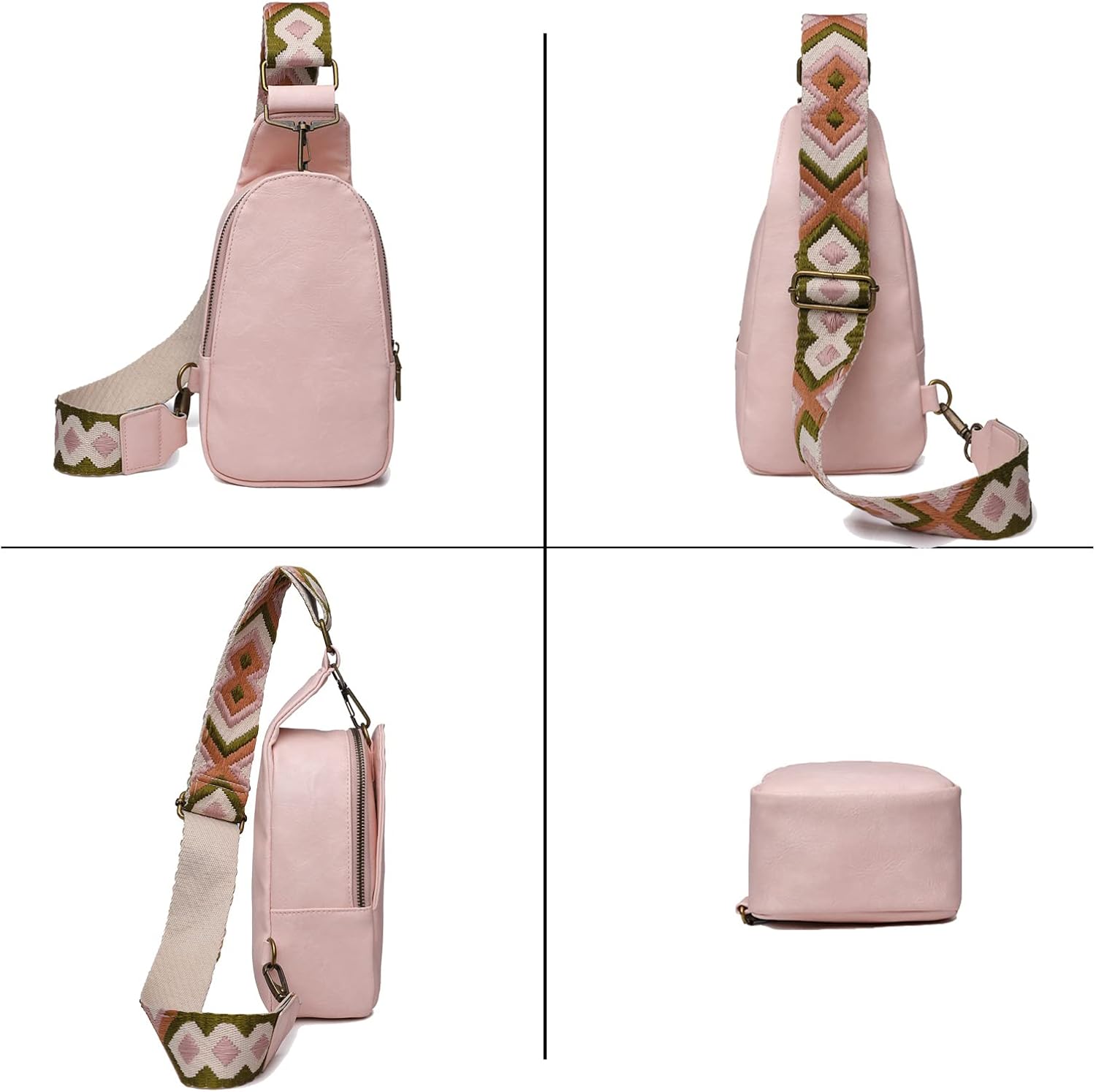 KlaOYer Sling Leather Bags For Women Crossbody Small Fanny Pack Purses Chest Bags With Guitar Strap For Gril Lady - Image 6