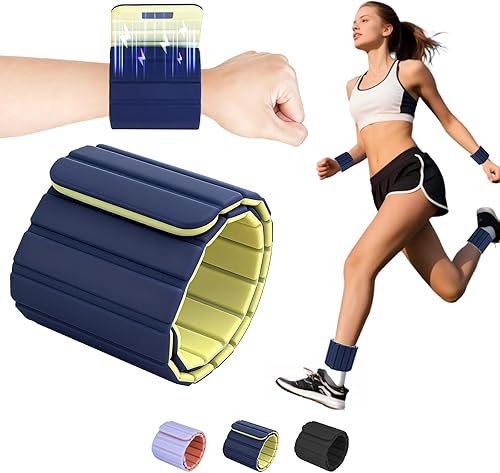 Pesas de tobillo para muñeca, brazaletes con peso ajustables para tobillo y muñeca para mujeres y hombres, paquete de 2 (1 libra cada uno), bandas
