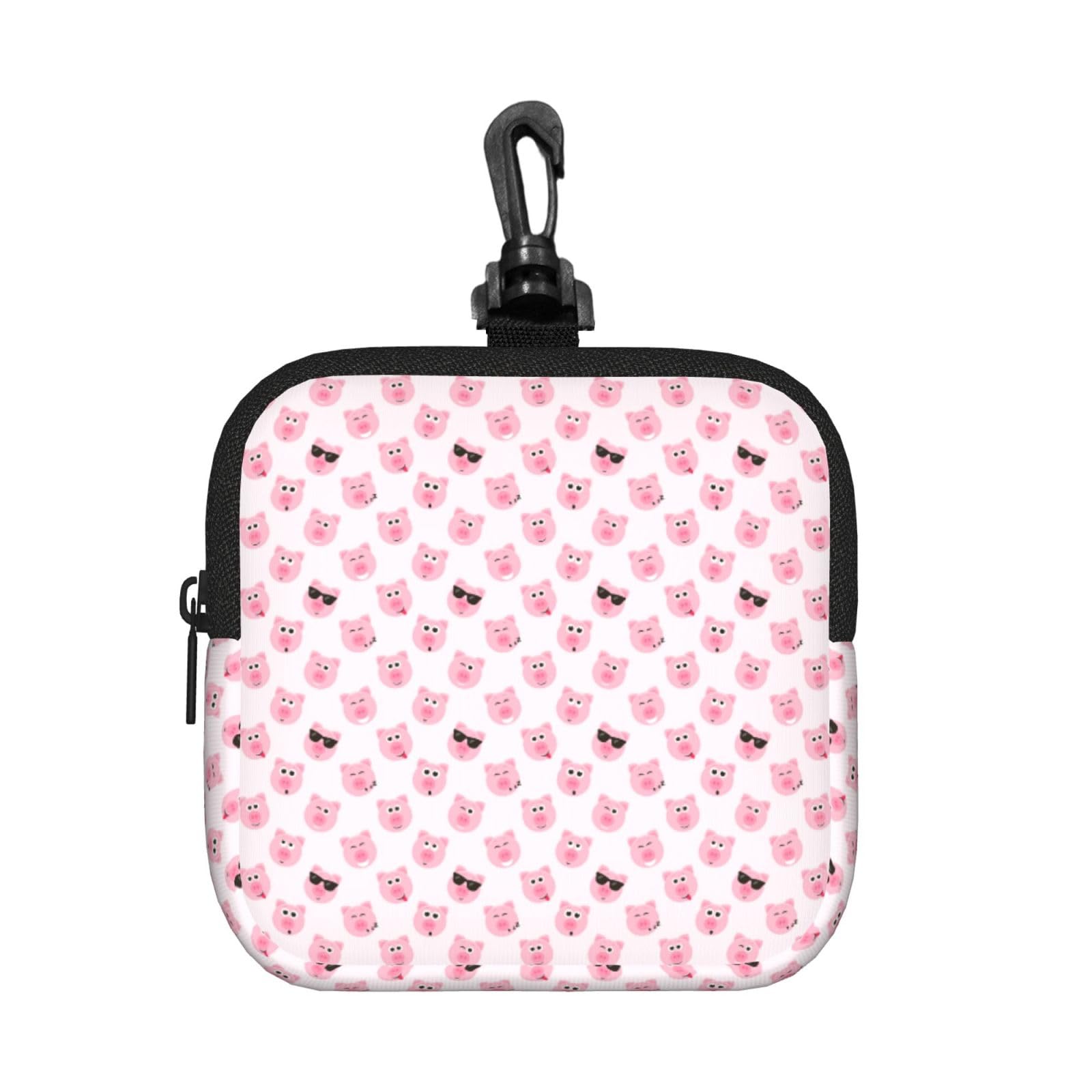Ercgad Unisex Black Funny Red Pig Face Print Square Storage Bag Travel Toiletry Cosmetic Organizer Pouch Lightweight Reusable