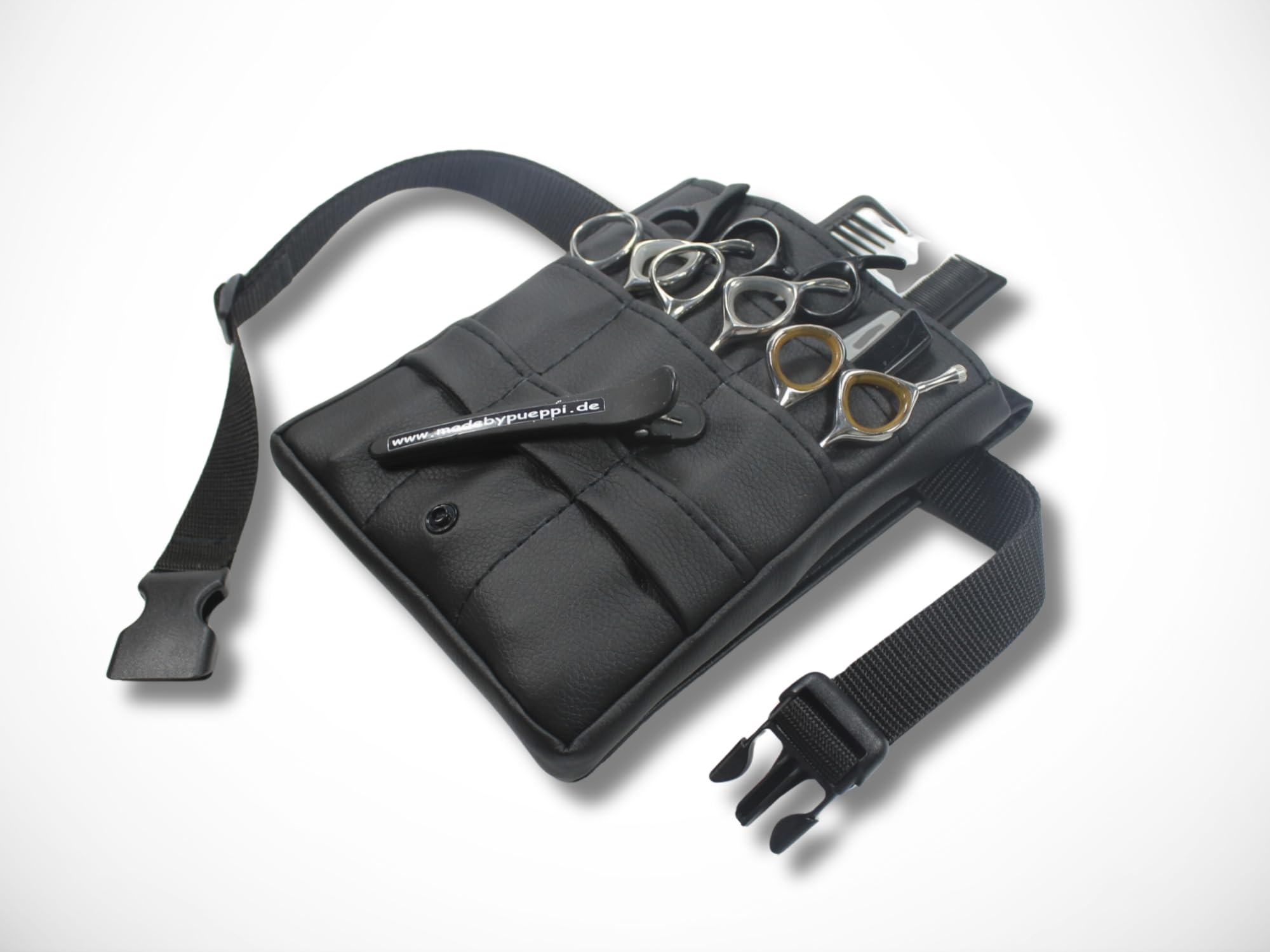 Kunstleder Friseurtasche Schwarz Friseur Werkzeugtasche Scherentasche Friseurgürtel Friseurschere Salon