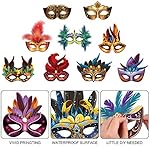 Blulu 24 Pcs Mardi Gras Masks Carnival Parade Faux Feather Face Waterproof Cardboard Masks Masquerade Party New Orleans Fantasy for Women Man Costume Party Favors - Image 5