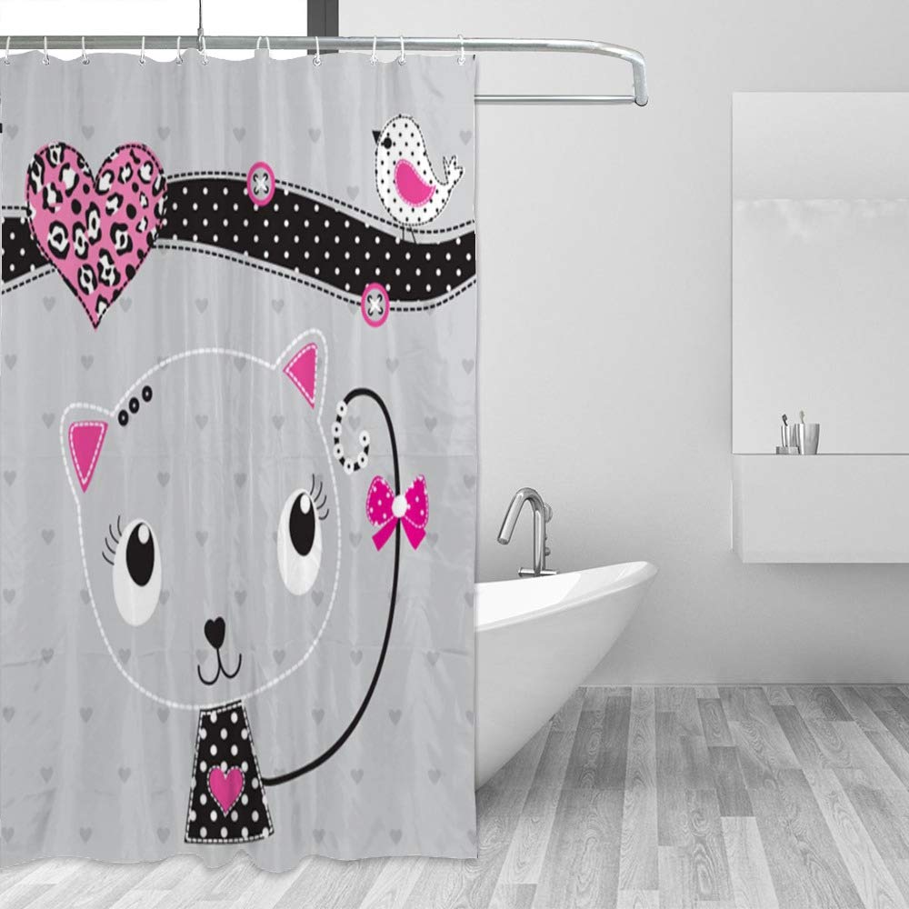 Rideau de douche imperméable motif chats pour une salle de bain familiale en ordre