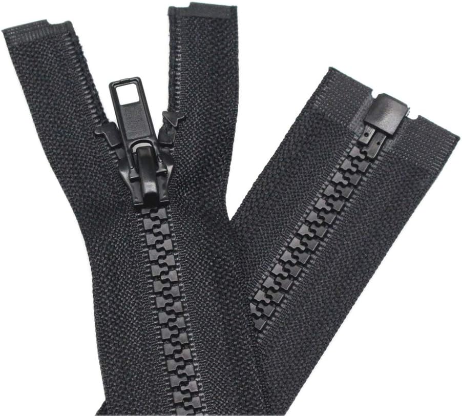 YaHoGa 2PCS #5 27 inch Separating Jacket Zippers for Sewing Coats Jacket Zipper Black Molded Plastic Zippers Bulk (27" 2pcs)