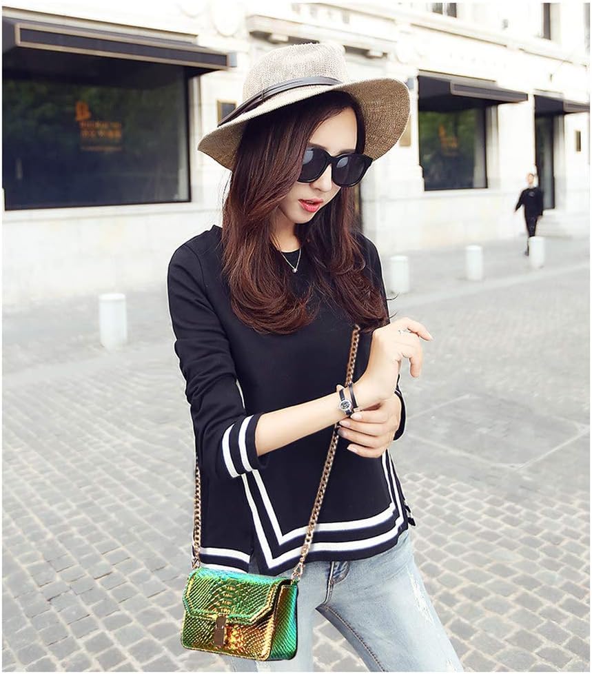 RemeeHi Hologram Snake Skin Leather Shoulder Bag Crossbody Bag with Chain - Image 2