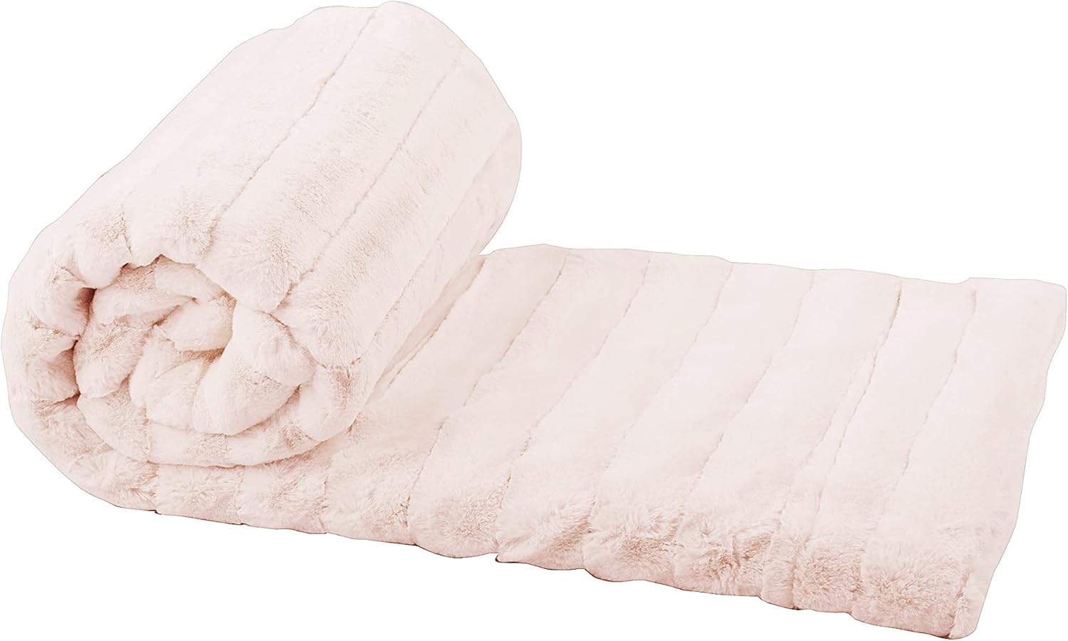 Home Soft Things Super Mink Faux Fur Throw, 50'' x 60", Soft Pink, Luxurious Fluffy Cozy Elegant Blanket with Sherpa Backing Fuzzy Throw for Couch Living Room Bedroom Home Décor