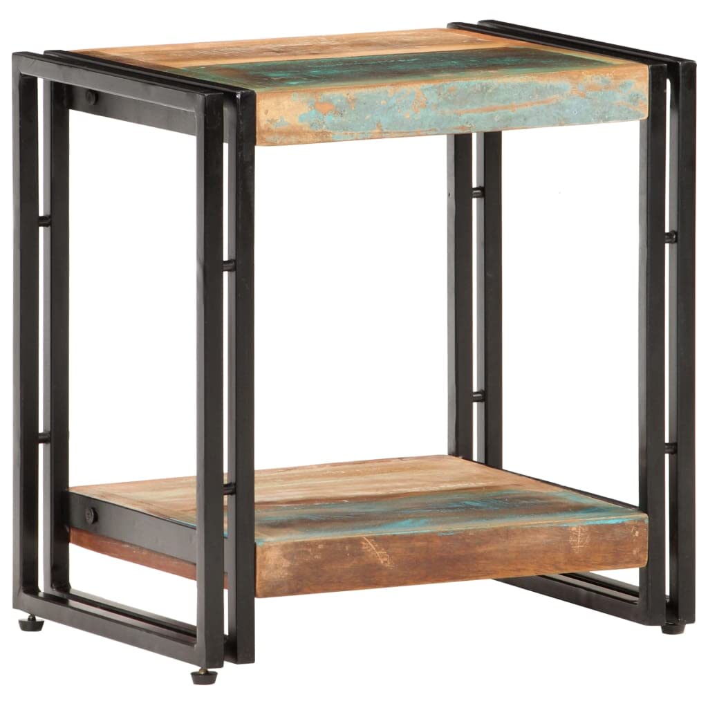 Beistelltisch Altholz Massiv 40x30x40 cm Couchtisch mit Ablagefach und Stauraum für Wohnzimmer Schlafzimmer Büro Flur als Nachttisch oder Sofatisch im Industriestil mit Rollen und Regal