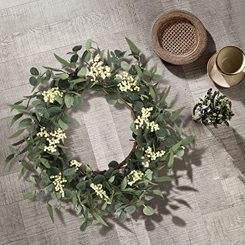 Pinkpum 20'' Eucalyptus Wreath for Front Door, Porch, Window - Green Decor for Home, Farmhouse - Spring, Summer, Fall, All Seasons - Image 4