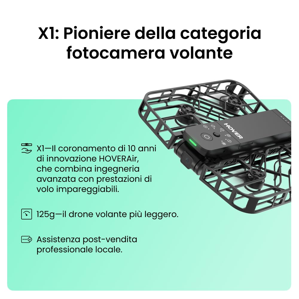 HOVERAir X1 Telecamera Auto-Volante, Video HDR con Drone Tascabile, Decollo sul Palmo, Percorsi di Volo Intelligenti, Follow-me Action Camera con Controllo a Mani Libere, Nero (Combo)
