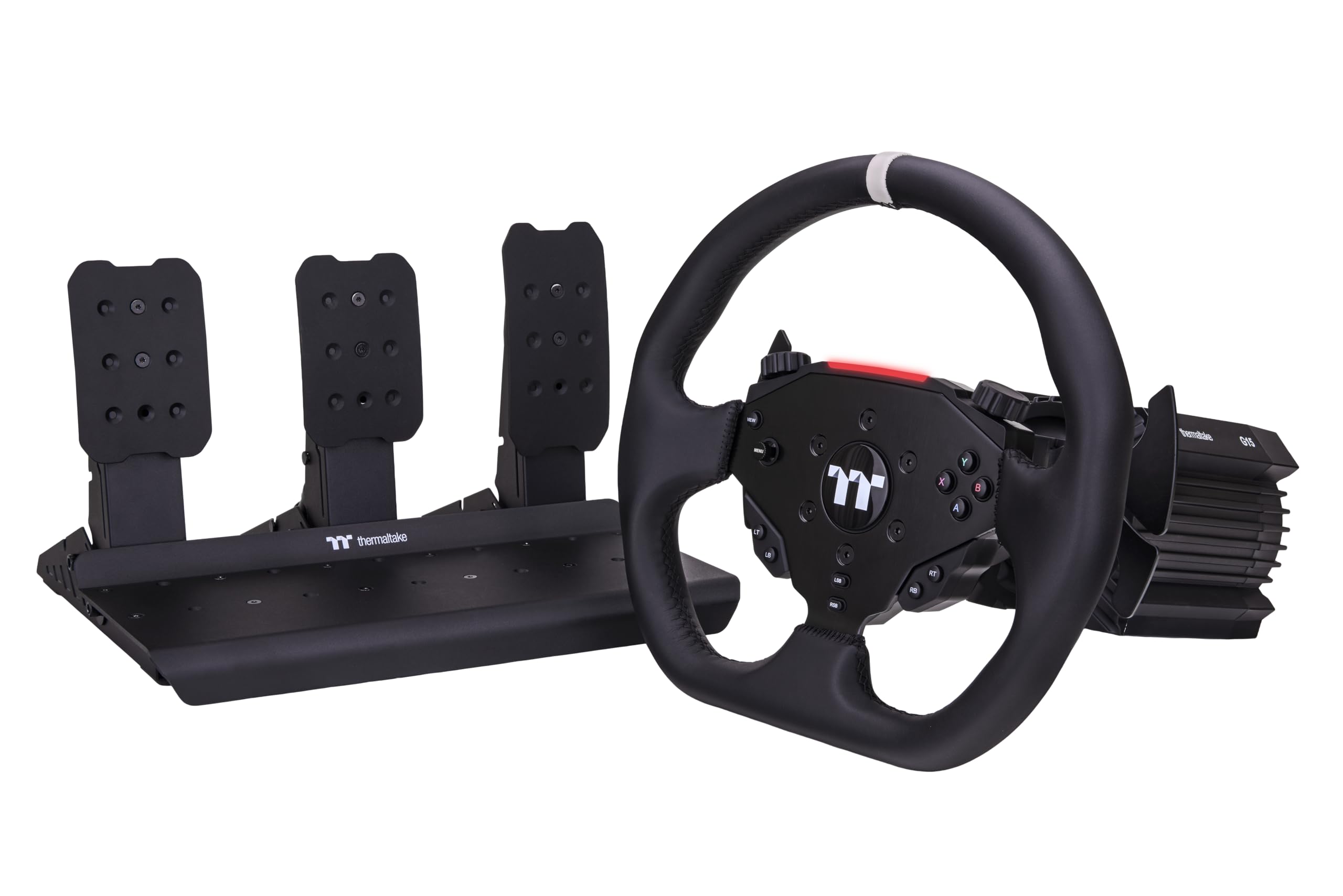 Thermaltake G15 Conjunto de Sim Racing | Base Direct Drive de 15Nm | Volante en Forma D de 13” | Pedales Metálicos de Tres Piezas | Precisión Profesional para Simulación de Conducción
