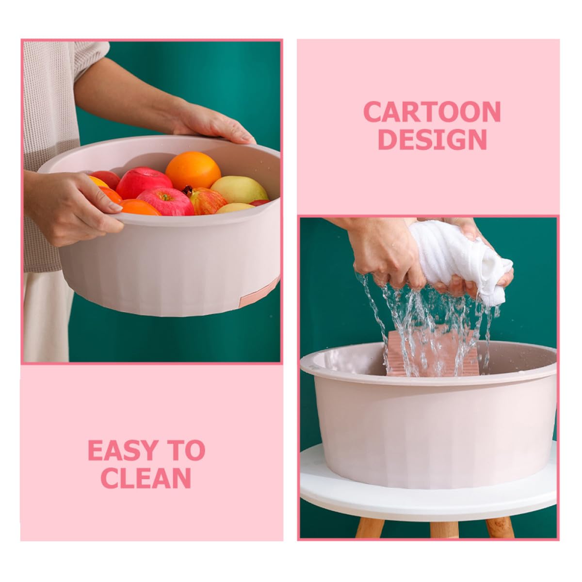 UPKOCH Lavabo per Ragazzo Ragazza Grande in Plastica Spessa Rosa ASSE per Lavare i Panni, Vaschetta Multiuso per Dormitori, Cucina e Campeggio, Lavaggio a Mano di Biancheria e Accessori