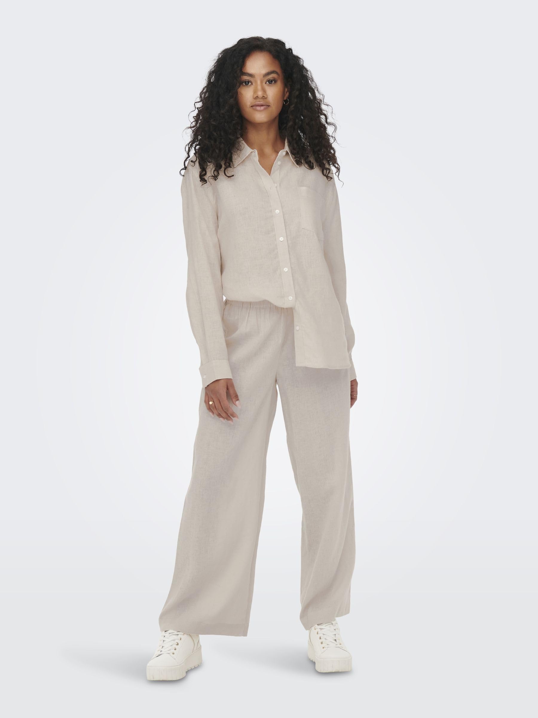 ONLY Onltokyo Hw Linen Blend St Pant Pnt Noos - Spodnie Kobiety