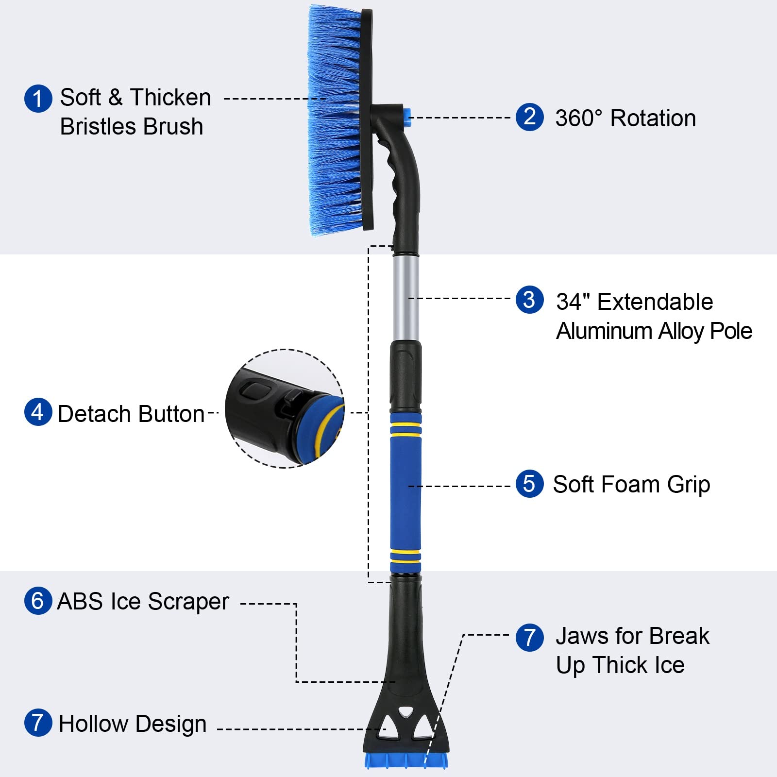 34 Extendable Ice Scrapers for Car Windshield 2-in-1 Snow Brush for Car Snow Scraper for Car Snow Scraper — view 7