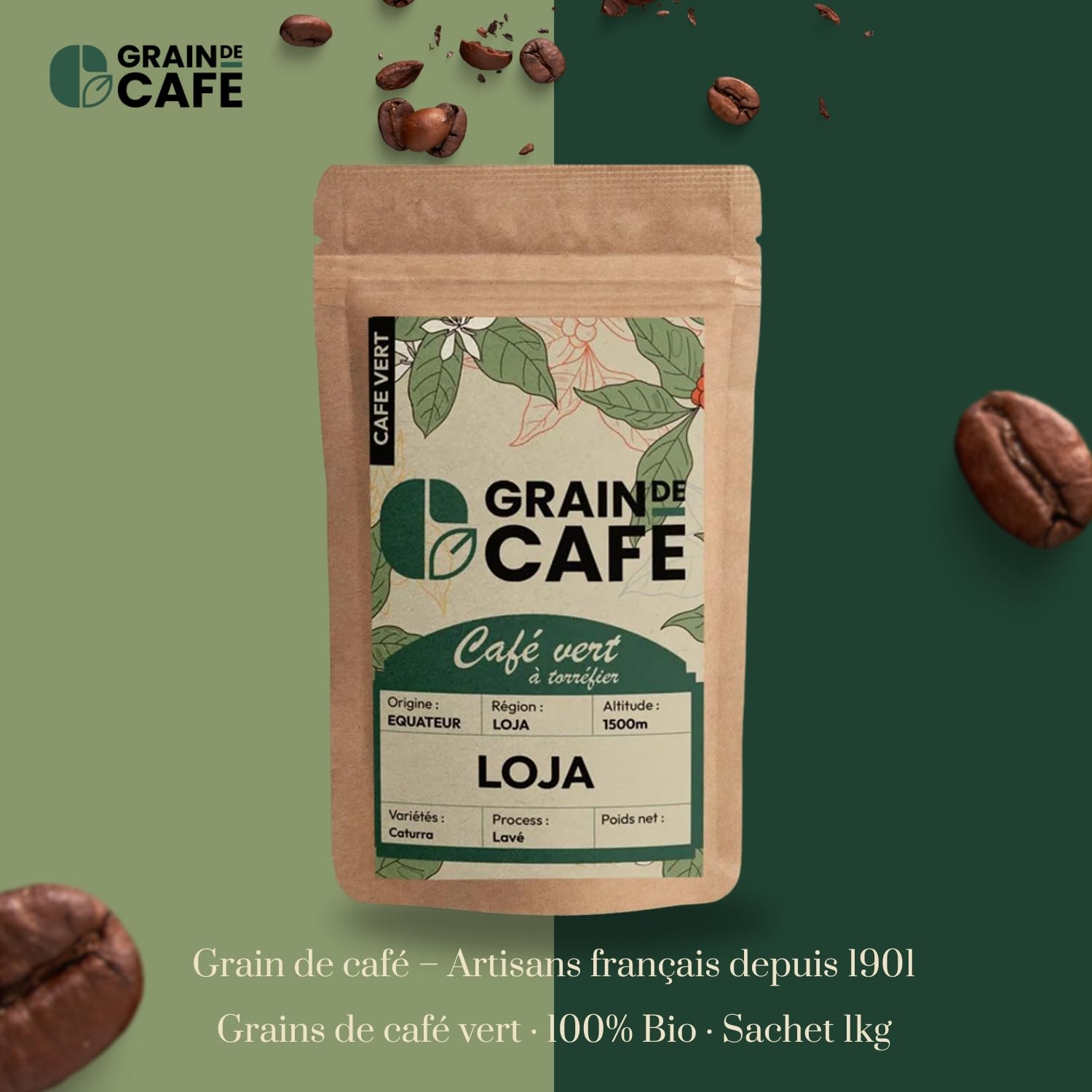 Graindecafé – Café Vert Équateur Vilcabamba 1kg | 100% Arabica Non Torréfié | De Haute Altitude | Notes De Miel, Fleurs Et Amandes | Idéal Machine À Grain Une Fois Torréfié