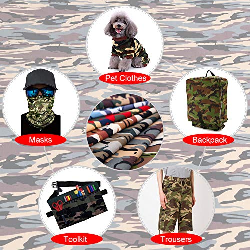 7 PCS Fabric Cotton Camouflage Print,Fat Quarter DIY Craft Cotton Fabtric by The Yard 100% Cotton Camo for Dressmaking Shirts Clothes Quilting Sewing Patchwork Homemade Masks (18.9\"x18.9\").
